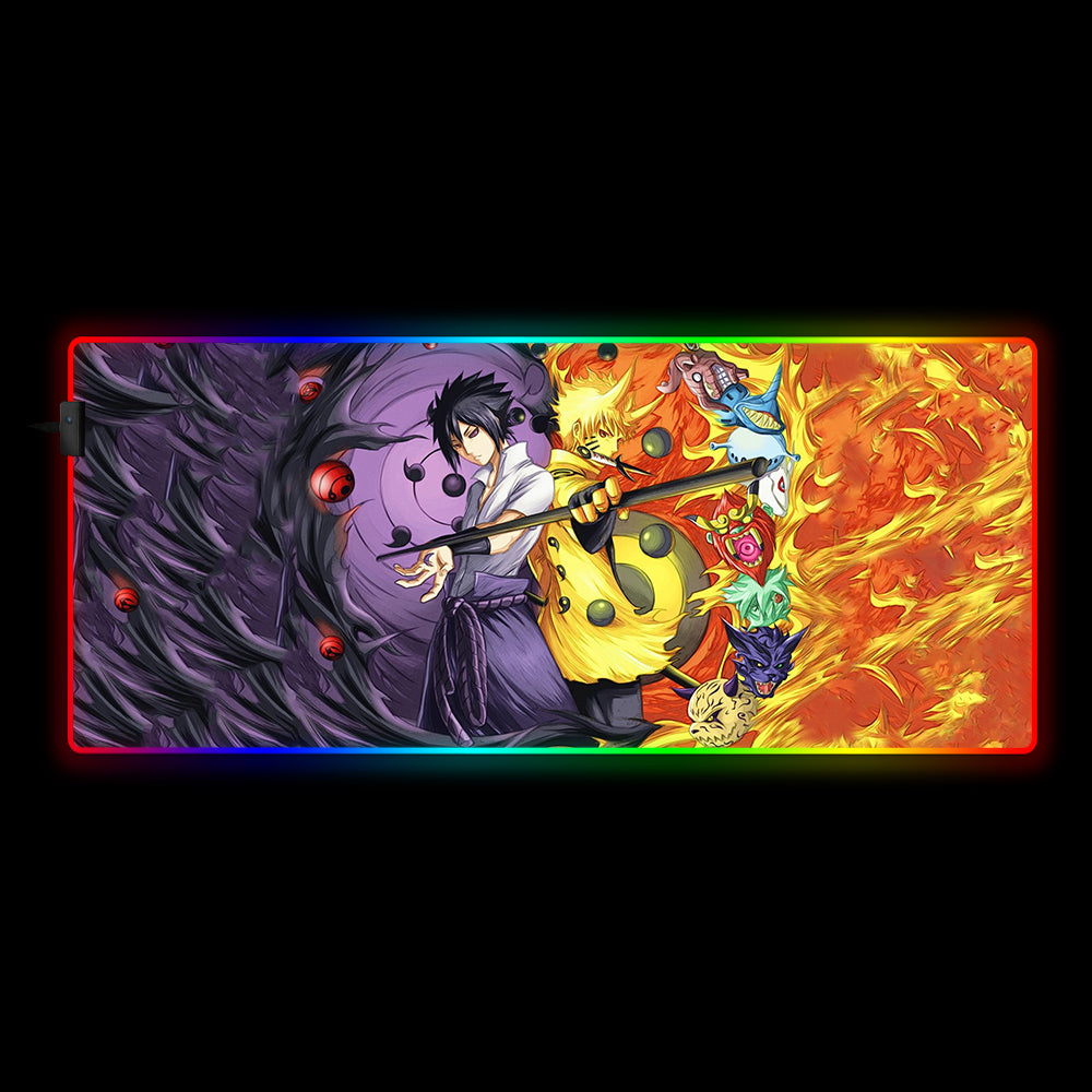 Allleftout Naruto And Sasuke Design Rgb Gaming Mouse Pad, Computer Desk Mat