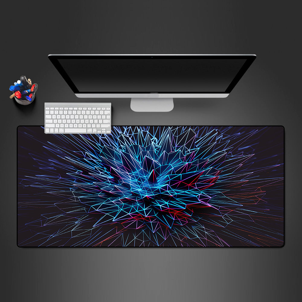 Allleftout Neon Blue Geometry Design Gaming Mouse Pad, Computer Desk Mat