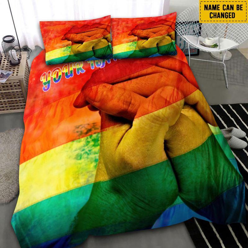 Customize Name Lgbt Pride Bedding Set Lgbt Pride Love Is Love Gift Idea