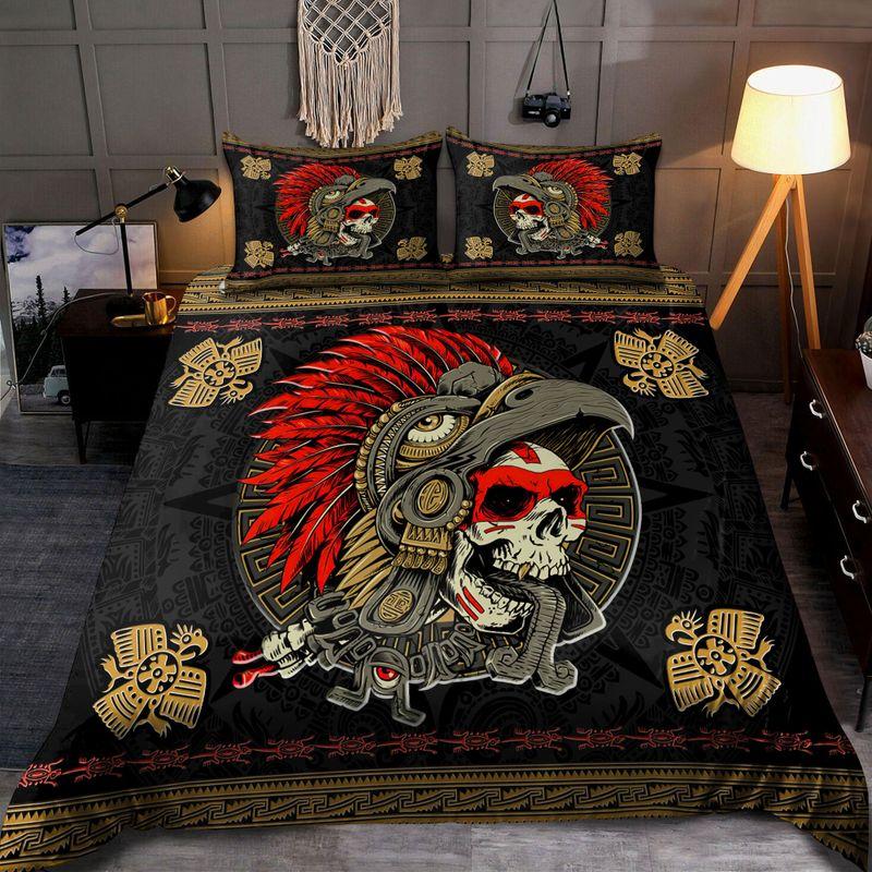 Aztec Ea*Gle Skull Warrior All Over Printed Bedding Set Indian Gift