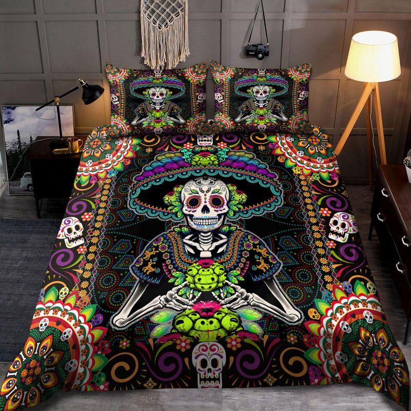 Mexico Day Of The Dead Skull Bedding Set Sugar Skull Skeleton Printed