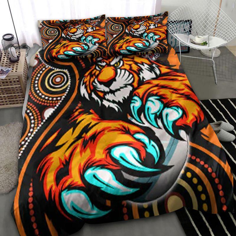 Tigers Rugby Indigenous Aboriginal Bedding Set Tiger Animal Lovers Gift