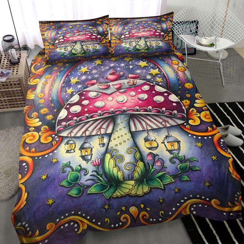 Hippie Bedding Mushroom Bedding Set Hippie Mushroom Galaxy Background