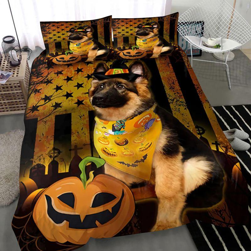 German Shepherd Halloween Bedding Set Dog Usa Flag Dog Mom Dad Gift