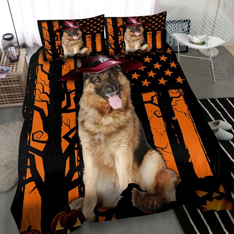 German Shepherd Halloween Bedding Halloween Usa Flag Dog Lovers