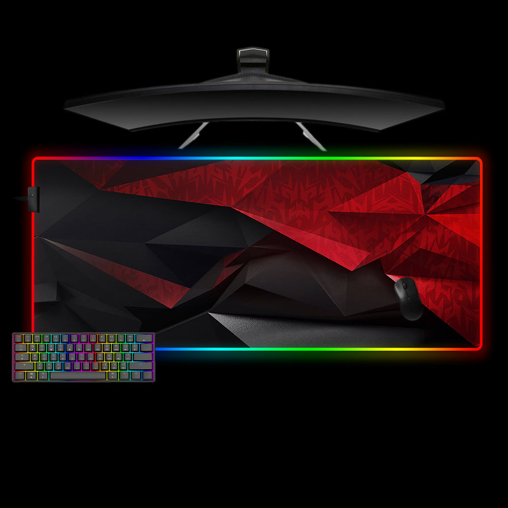 Allleftout Red And Black Shards Design Rgb Gaming Mouse Pad, Computer Desk Mat