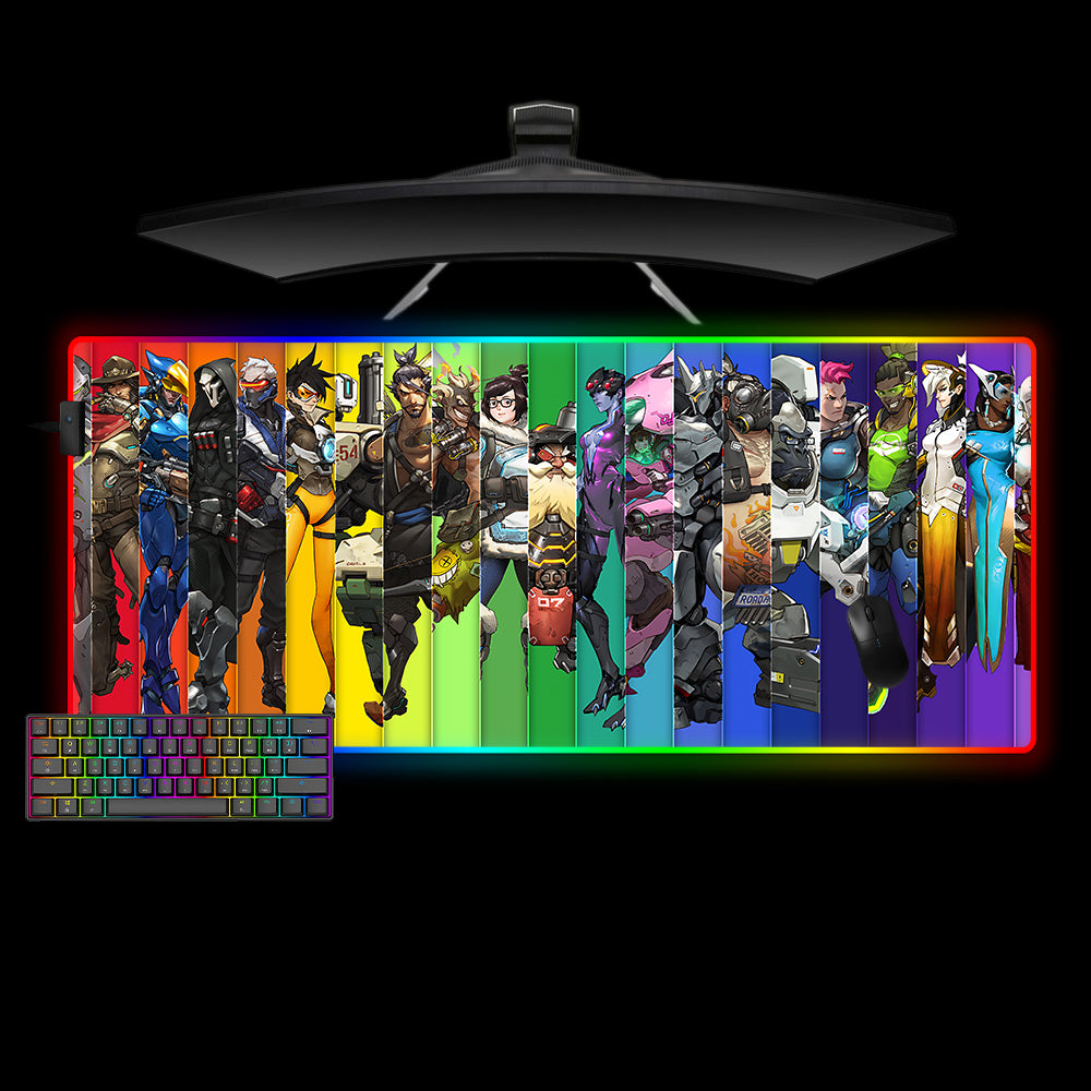 Allleftout Overwatch Characters Design Rgb Gaming Mouse Pad, Computer Desk Mat