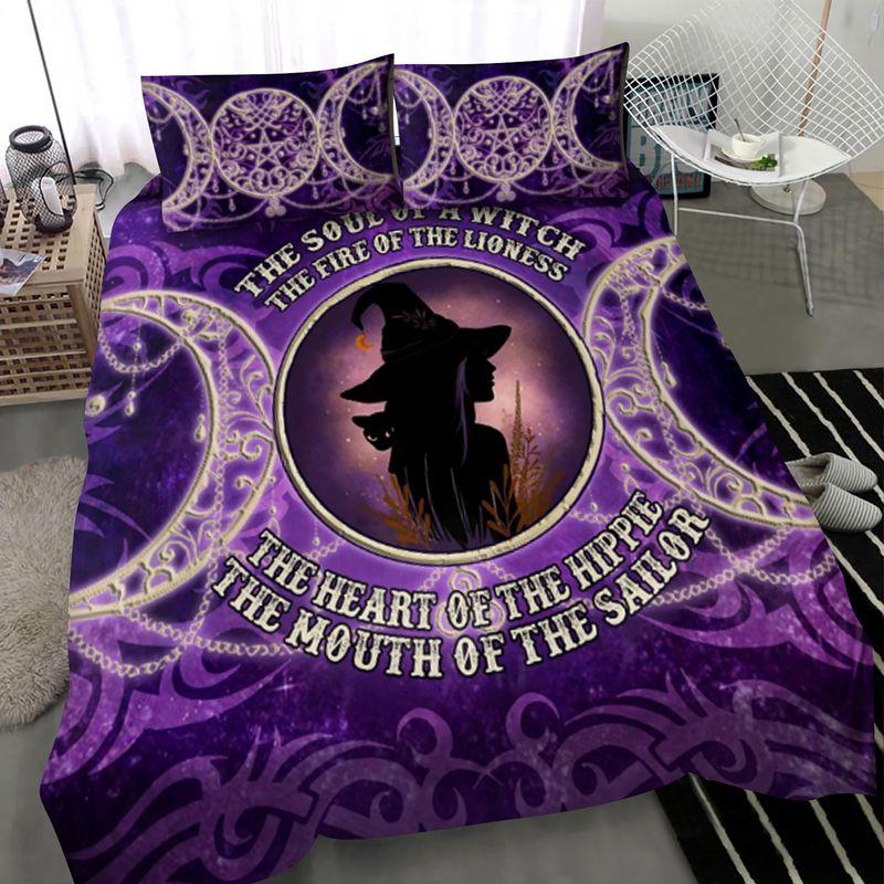 The Soul Of Witch Bedding Set Witch Purple Wicca Pattern Witch Gift
