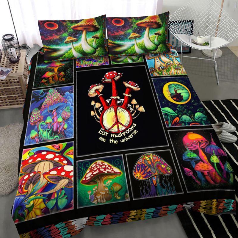 Mushroom Hippie Bedding Set Eat Mushroom See The Universe Hippie Gift