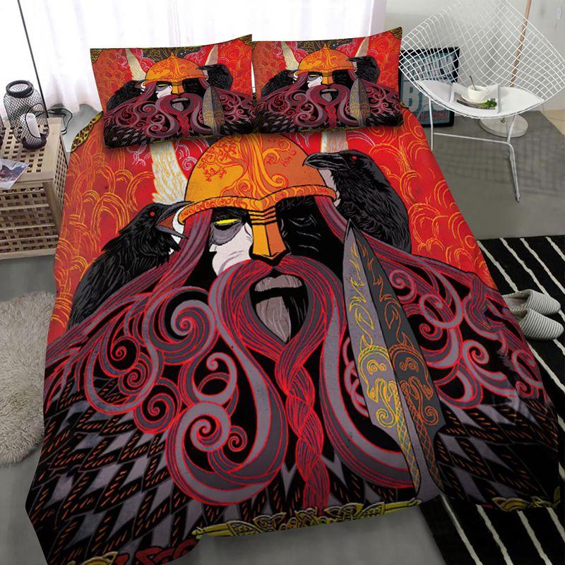 Odin Viking Bedding Set Viking Warrior Wave Pattern Viking Lovers