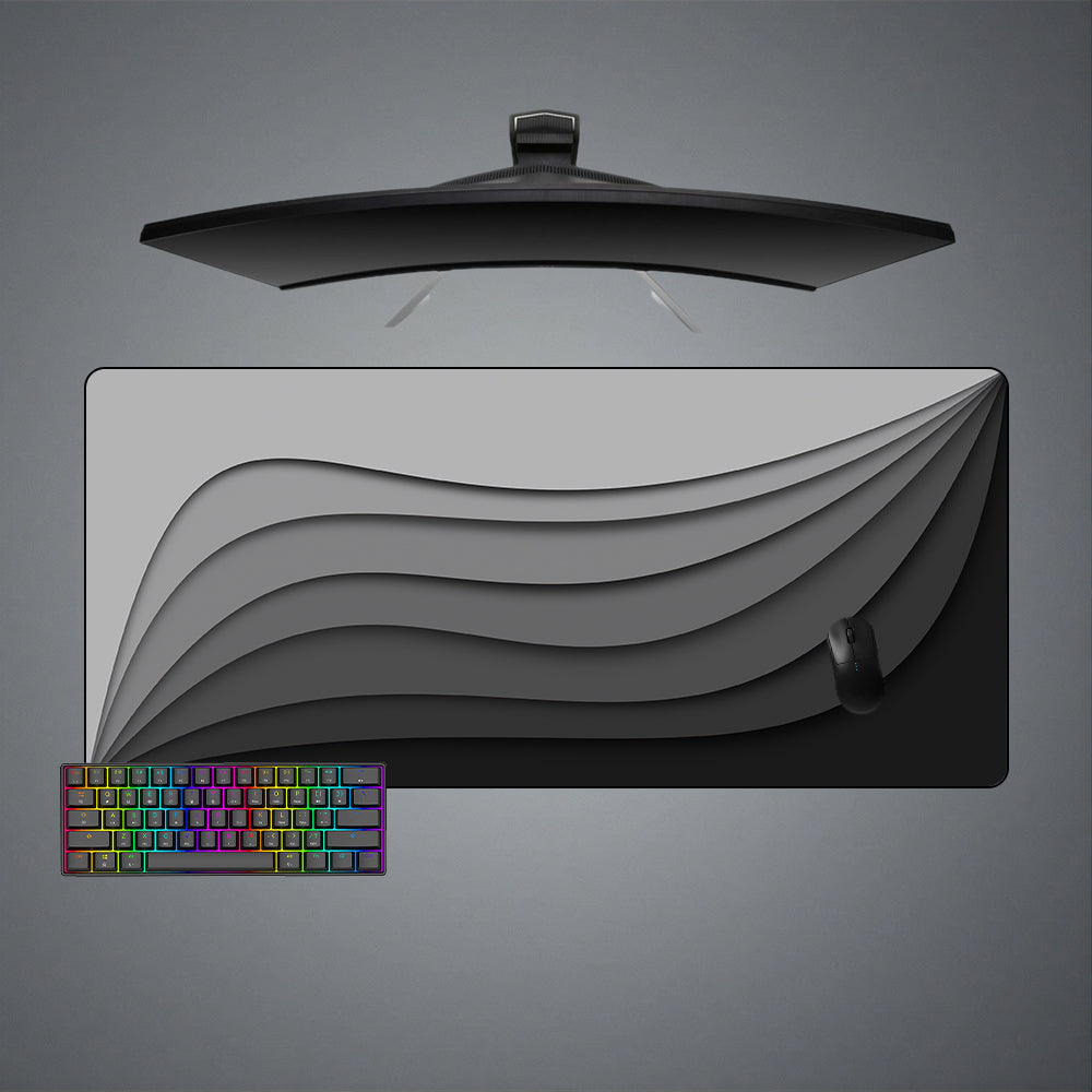 Allleftout Grayscale Waves Design Gaming Mouse Pad, Computer Desk Mat