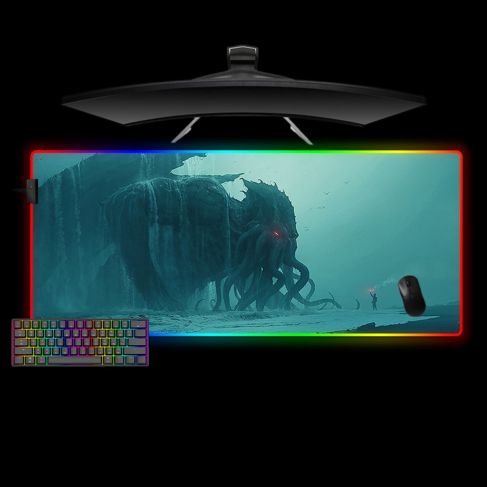 Allleftout Cthulhu Rise Design Rgb Gaming Mouse Pad, Computer Desk Mat