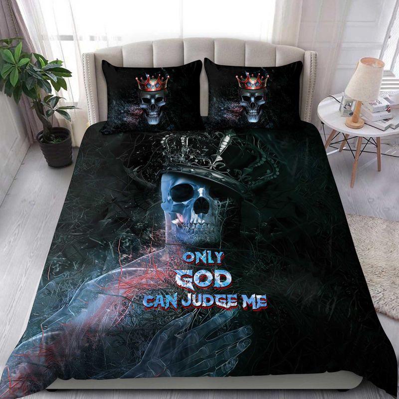 The Righteous Skull Bedding Set Only God Can Judge Me Halloween Decor