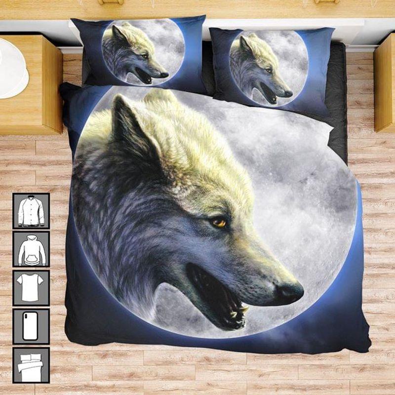 Spirit Animal Wolf Warrior Bedding Set Night Moon Love Wolves Gift Idea
