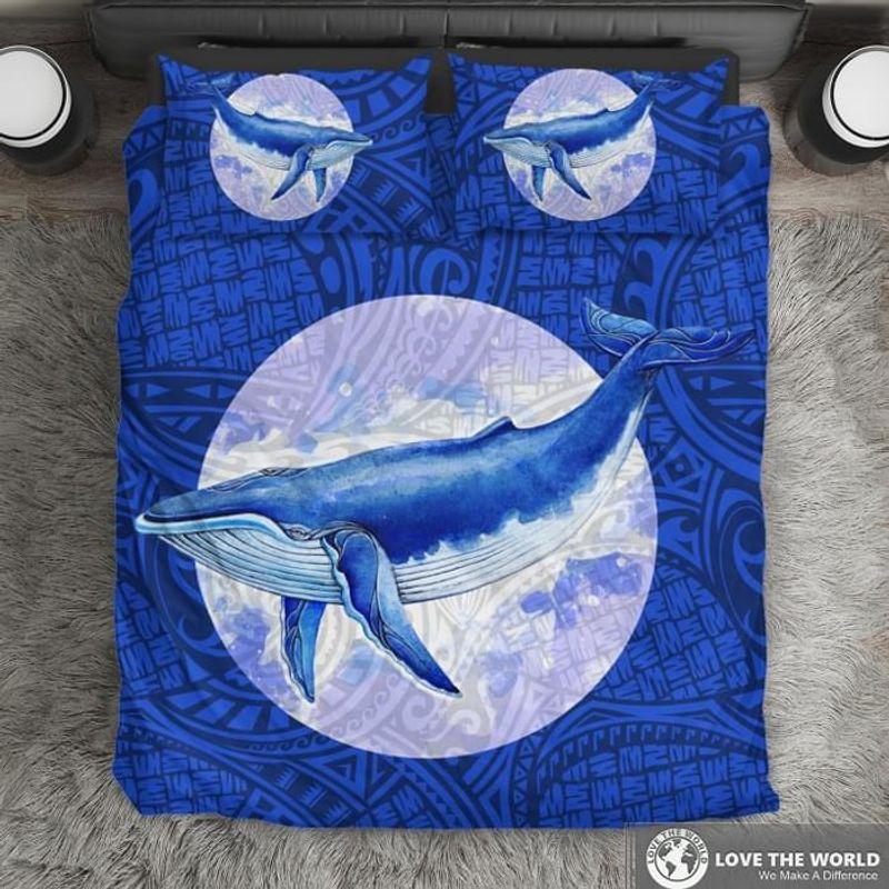 Blue Whale Polynesian Pattern Bedding Set Whale Lover Gift Bed Set