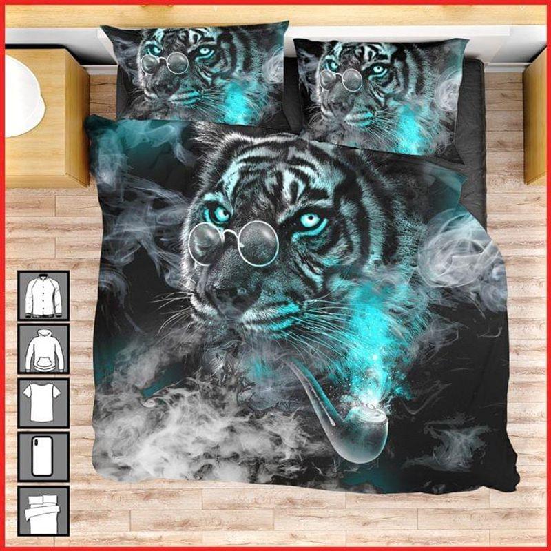 Gentle Tiger Smoke Bedding Set Cool Tigers Smoking Print Bedroom Decor