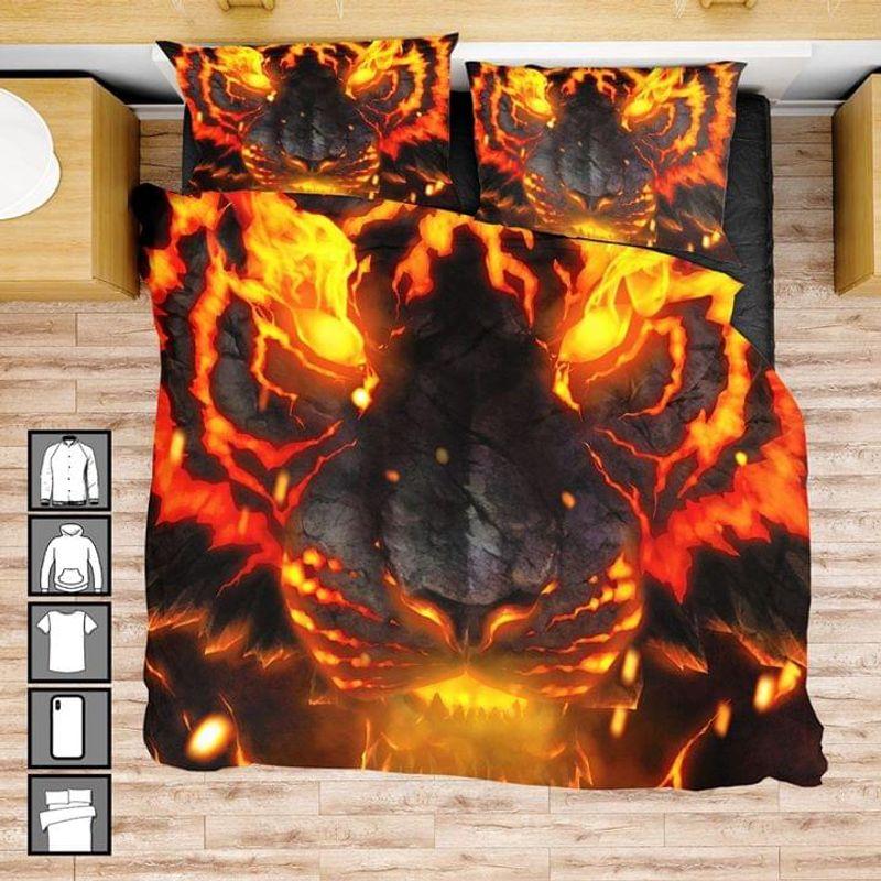 Fire Theme 3D Print Bedding Set Lava Style Bedding Set Lion Face Bedding Set Wild Animals