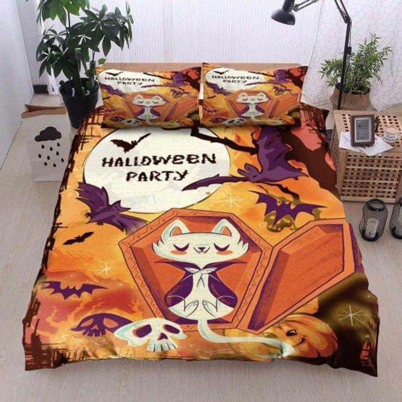 Halloween Party Cat In Coffin Skull Around Halloween Dracula Cat