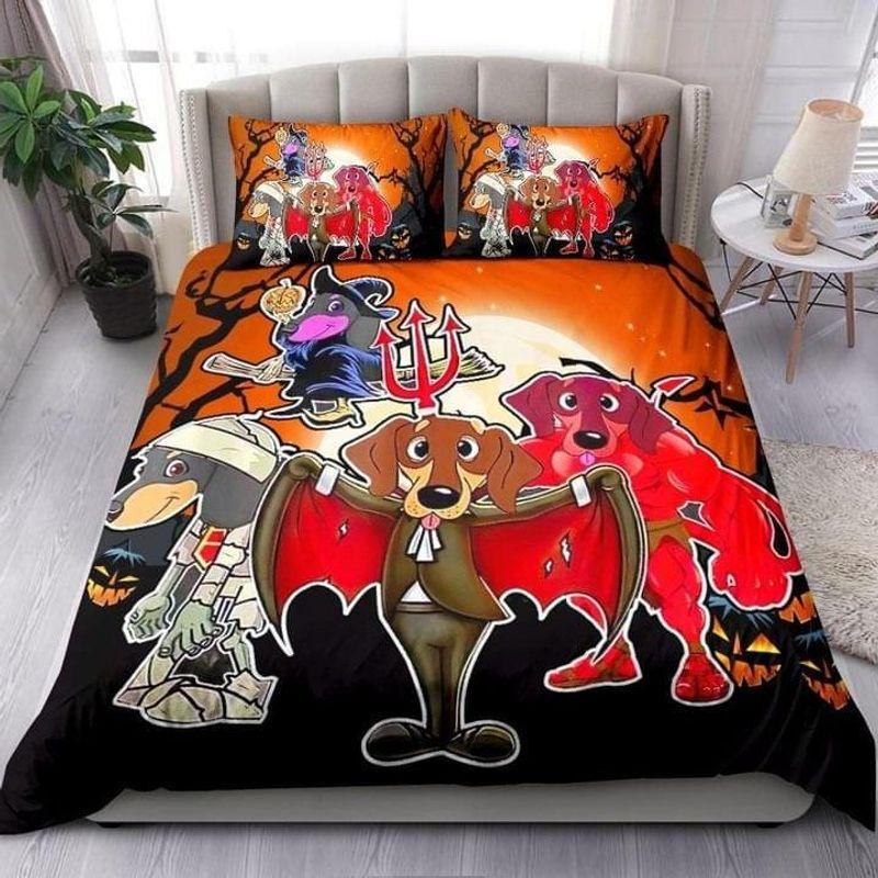 Dachshund Halloween Bedding Set Evil Characters Dachshund Play