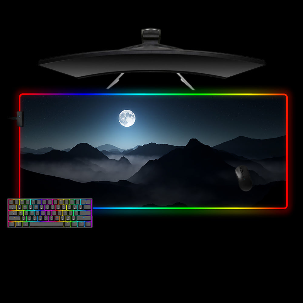 Allleftout Misty Night Mountains Design Rgb Gaming Mouse Pad, Computer Desk Mat