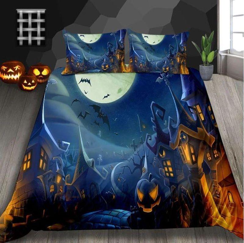 Scary Night Halloween Town Bed Set Halloween Day Gift Christmas