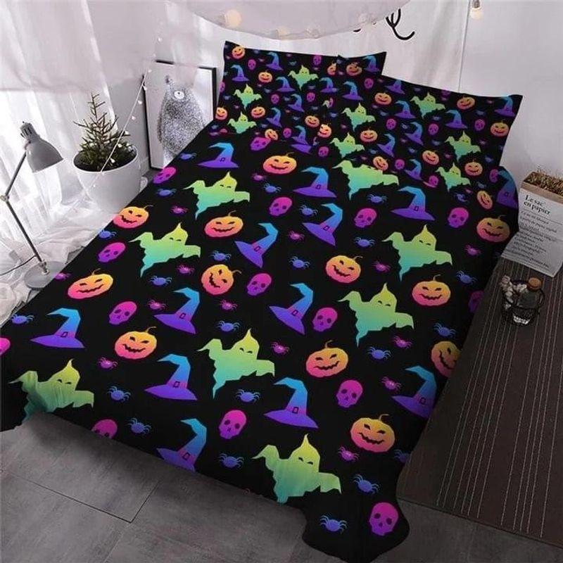Pumpkin Scary Face Spooky Pattern Bed Set Halloween Style Meaningful Gifts