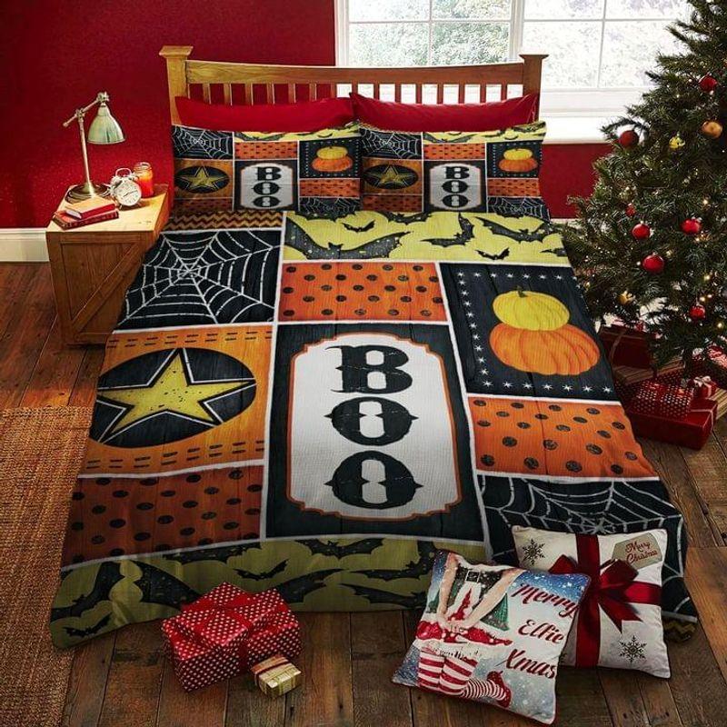 Boo Halloween Bedding Set Pump And Spider Bat Flying Lovers Gift