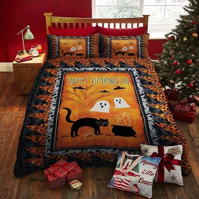 Halloween Bedding Set Happy Halloween Kitten Cat Ghost Gift Printed