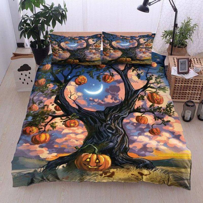 Halloween Bedding Set Pumpkin Tree Jack-O-Latern Pattern Bed Set Lover