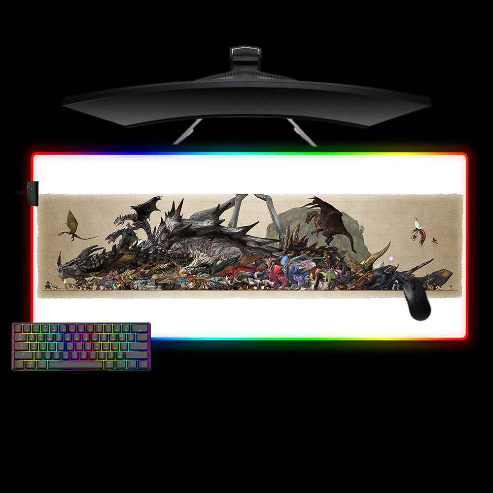 Allleftout Monster Hunter Monster Scale Design Rgb Gaming Mouse Pad, Computer Desk Mat