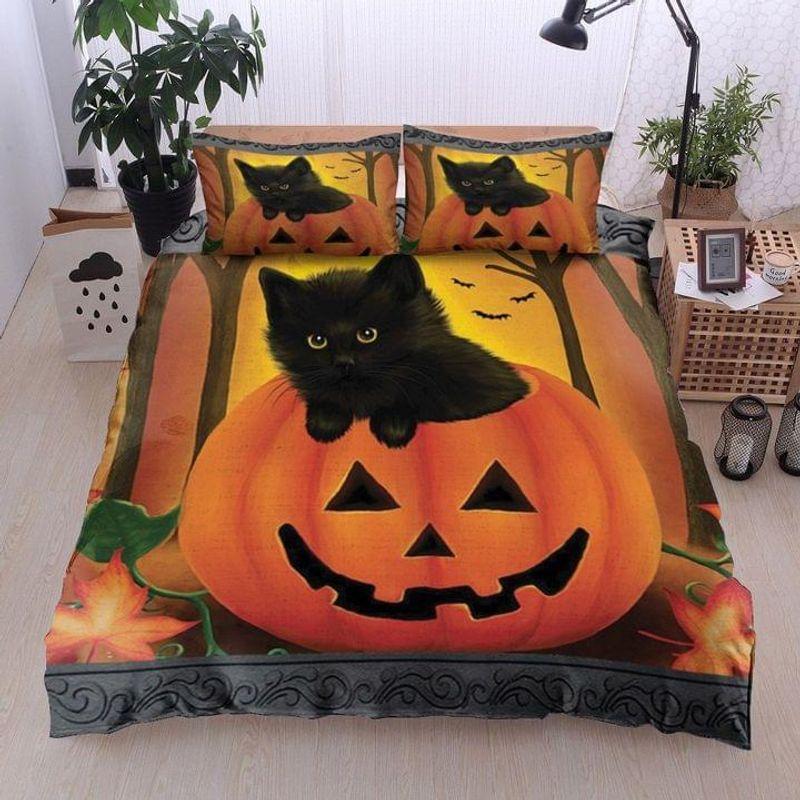 Baby Cat In Jack-O-Latern Bed Set Halloween Mode Daughter Gift