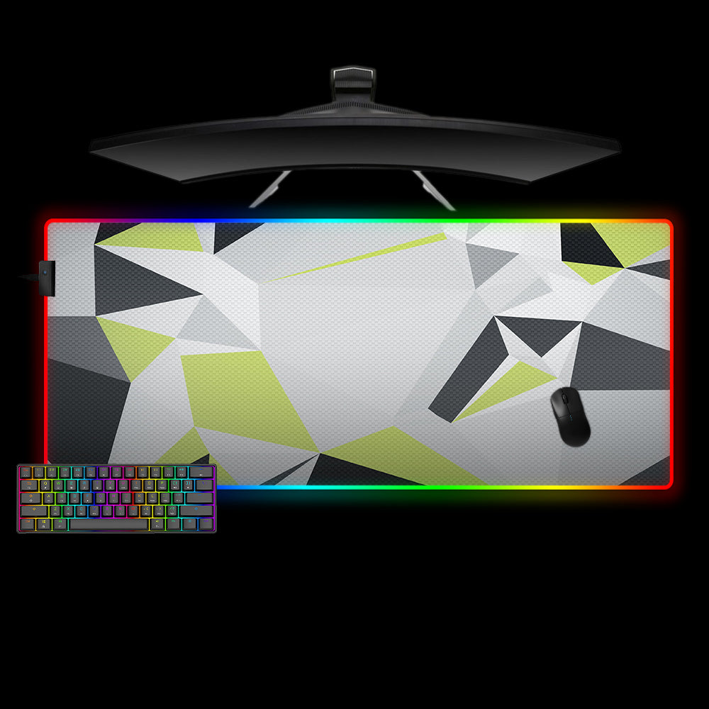 Allleftout Lime And Gray Pattern Design Rgb Gaming Mouse Pad, Computer Desk Mat