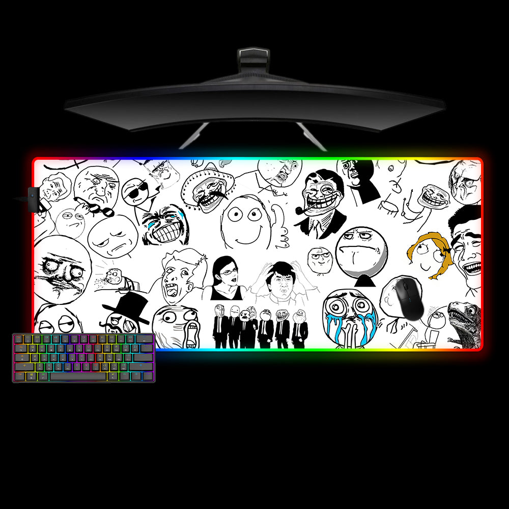 Allleftout Meme Drawing Collection Design Rgb Gaming Mouse Pad, Computer Desk Mat