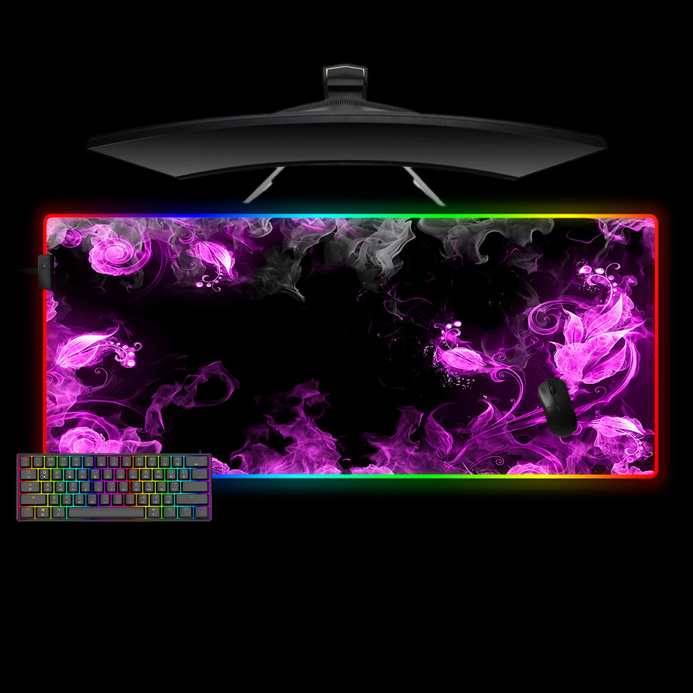 Allleftout Smoke Flower Art Design Rgb Gaming Mouse Pad, Computer Desk Mat