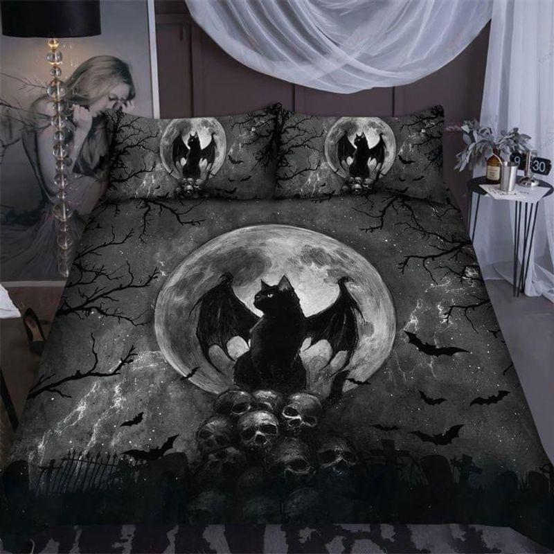 Pagan Witchcraft Halloween Vibe Black Cat Dracula On Skull Mountain