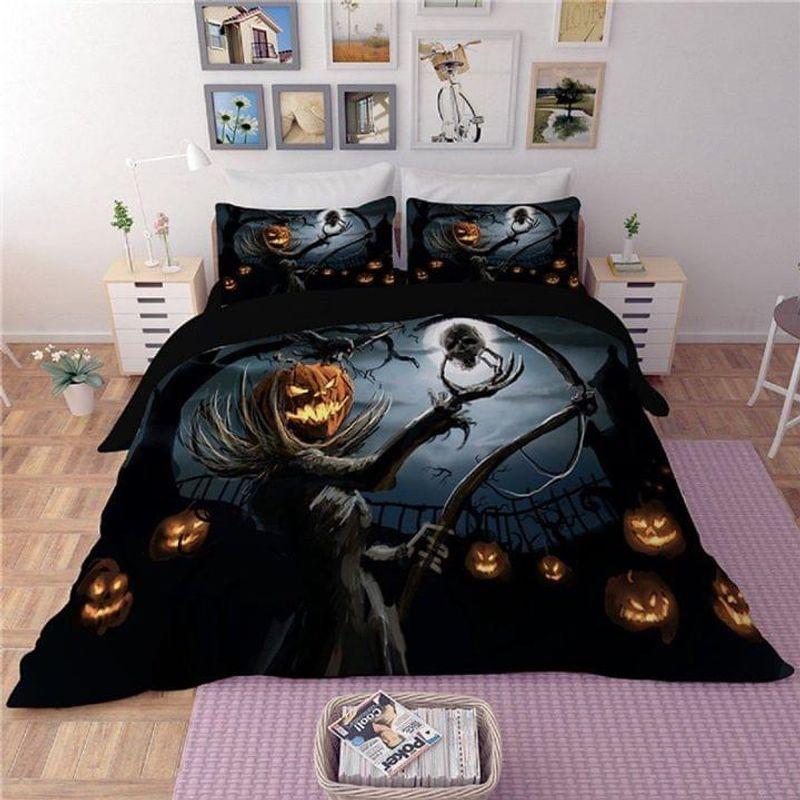 Dead Ghost Pumpkin Hold In Hand Skull Scary Night Town Lover