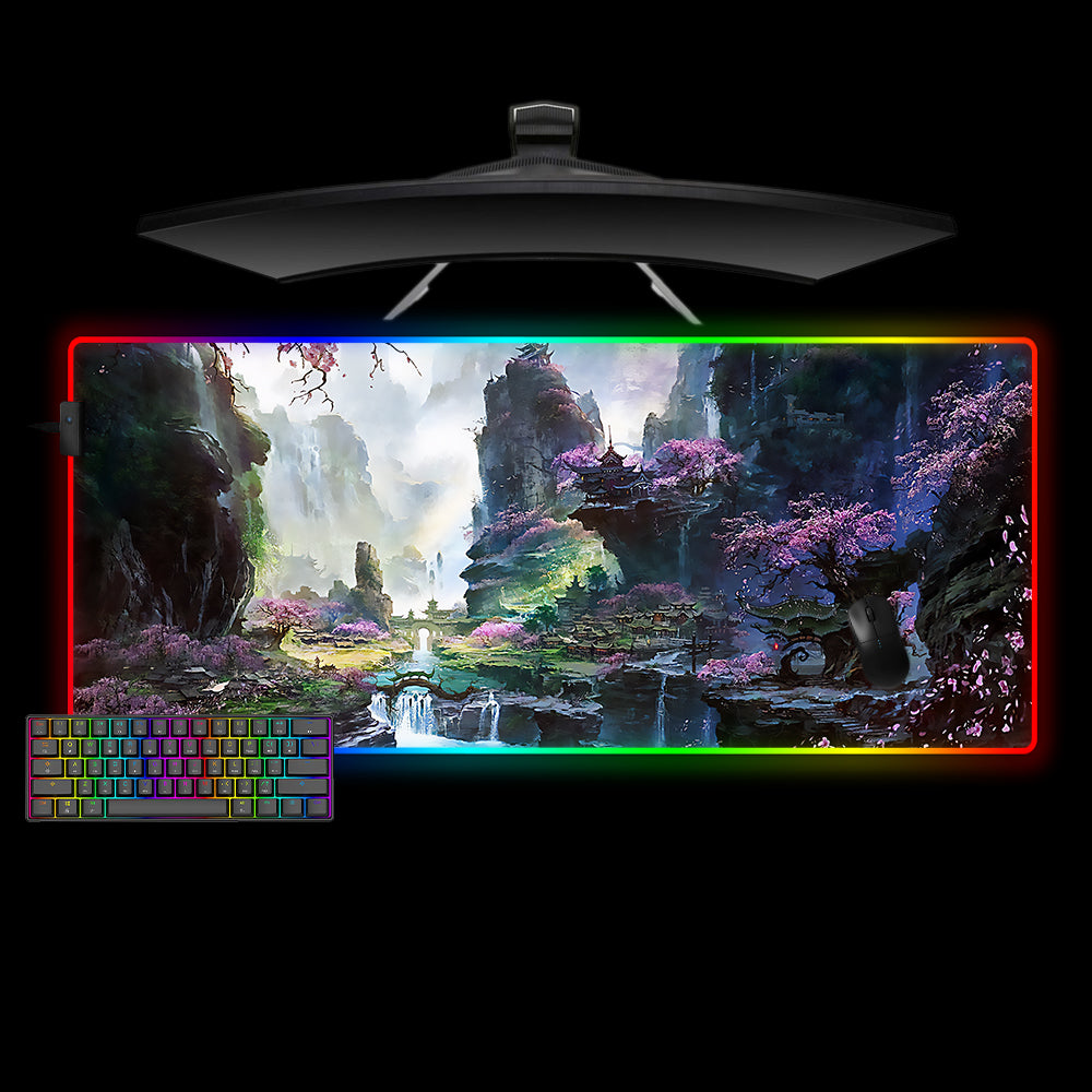 Allleftout Sakura Valley Design Rgb Gaming Mouse Pad, Computer Desk Mat