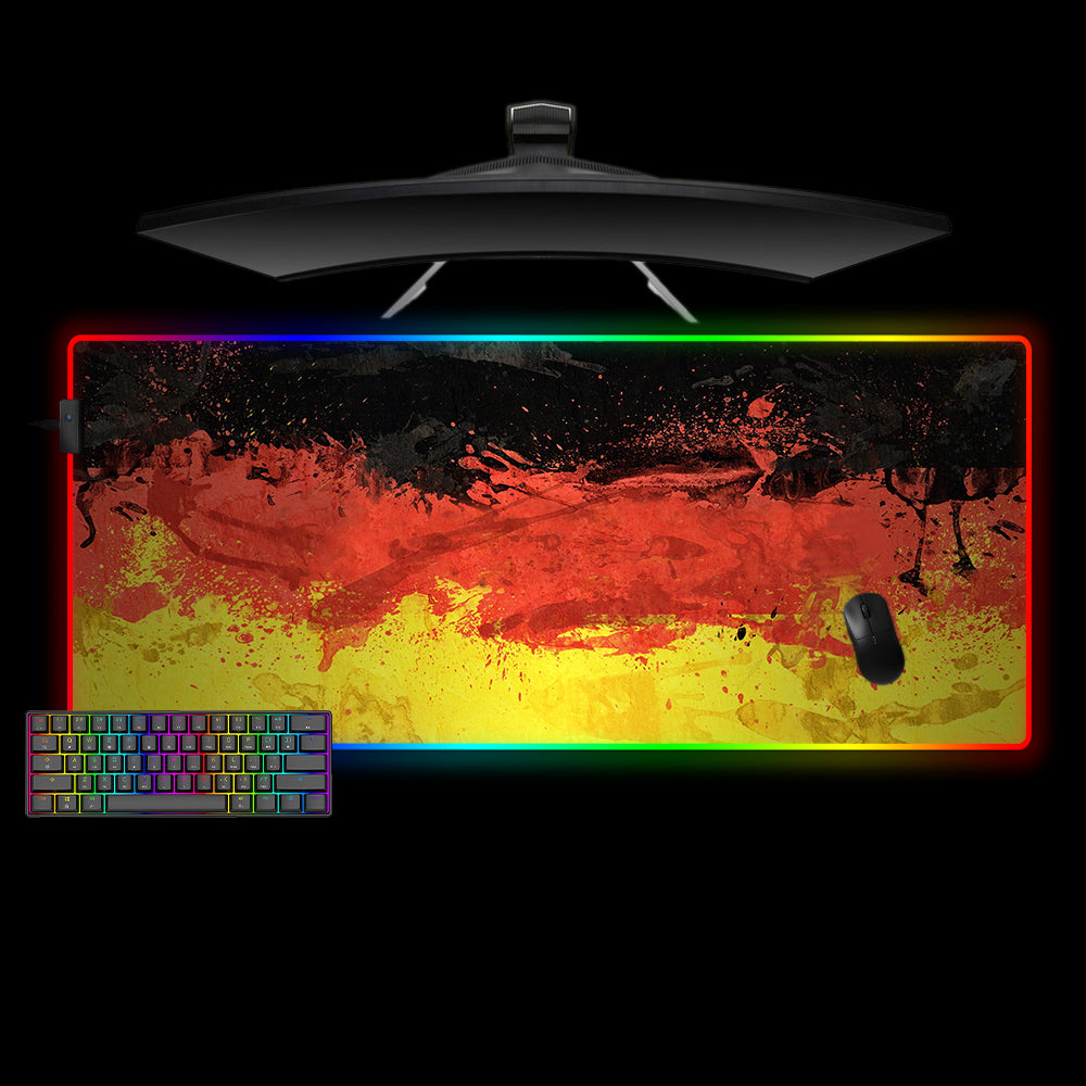 Allleftout German Flag Splash Paint Design Rgb Gaming Mouse Pad, Computer Desk Mat