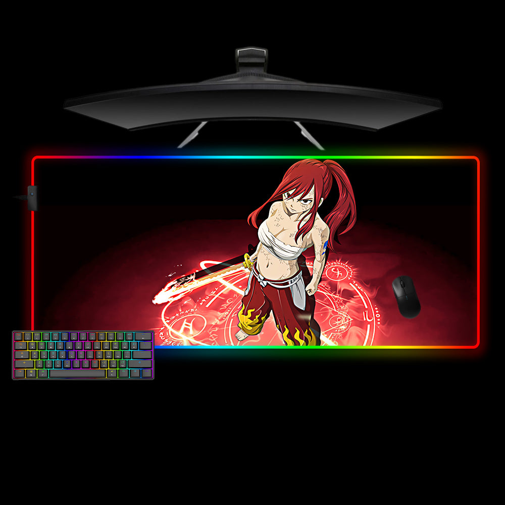Allleftout Erza Scarlet Sign Design Rgb Gaming Mouse Pad, Computer Desk Mat