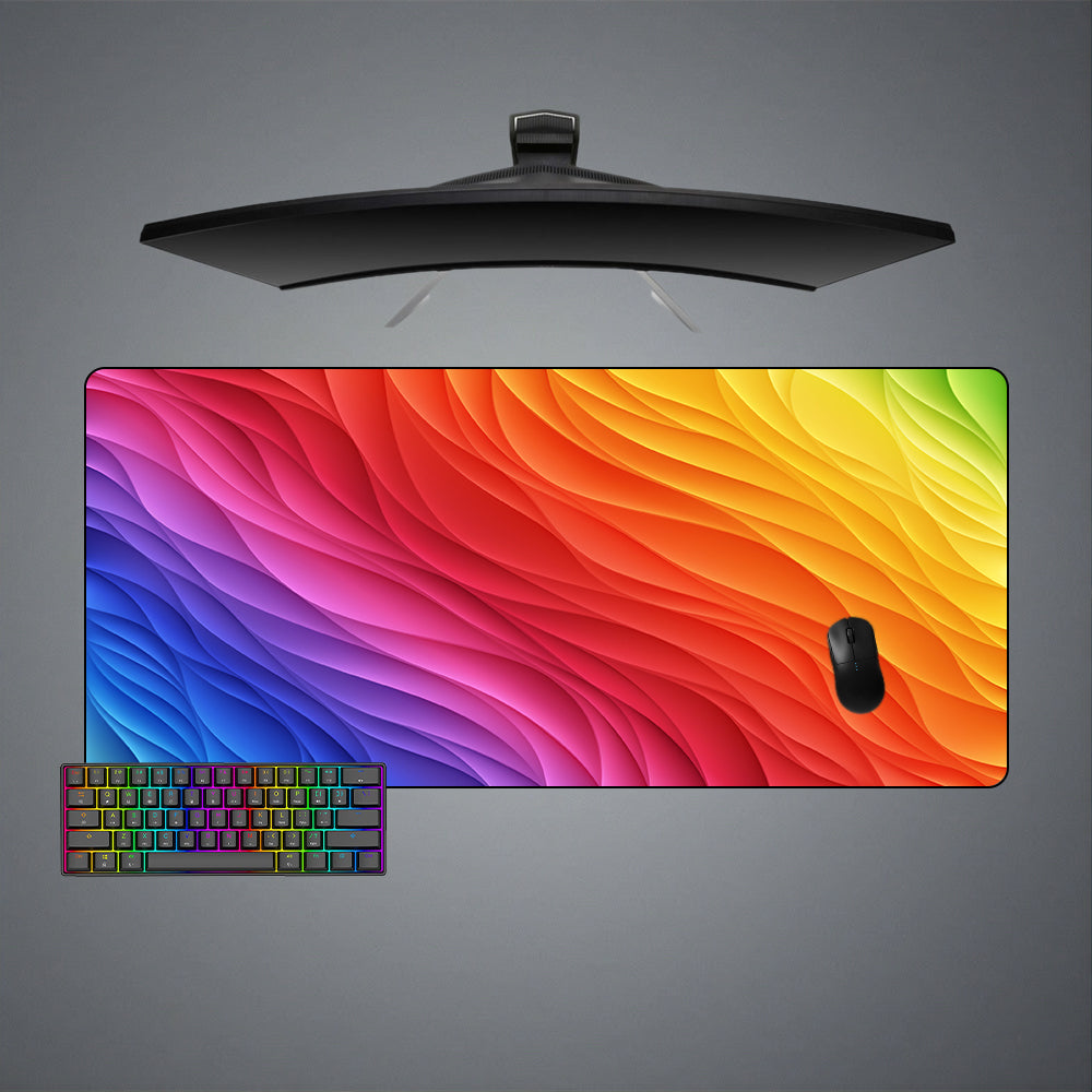 Allleftout Rgb Waves Design Gaming Mouse Pad, Computer Desk Mat