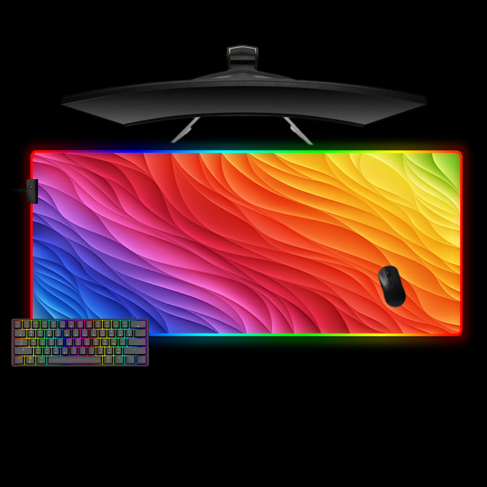 Allleftout Rgb Waves Design Rgb Gaming Mouse Pad, Computer Desk Mat