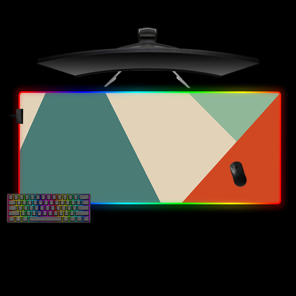 Allleftout Geometry Tricolor Design Rgb Gaming Mouse Pad, Computer Desk Mat