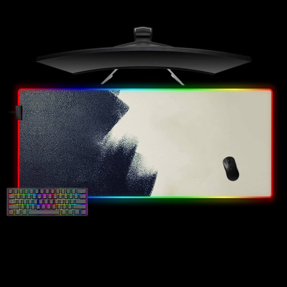 Allleftout Navy Blue And Beige Paint Design Rgb Gaming Mouse Pad, Computer Desk Mat