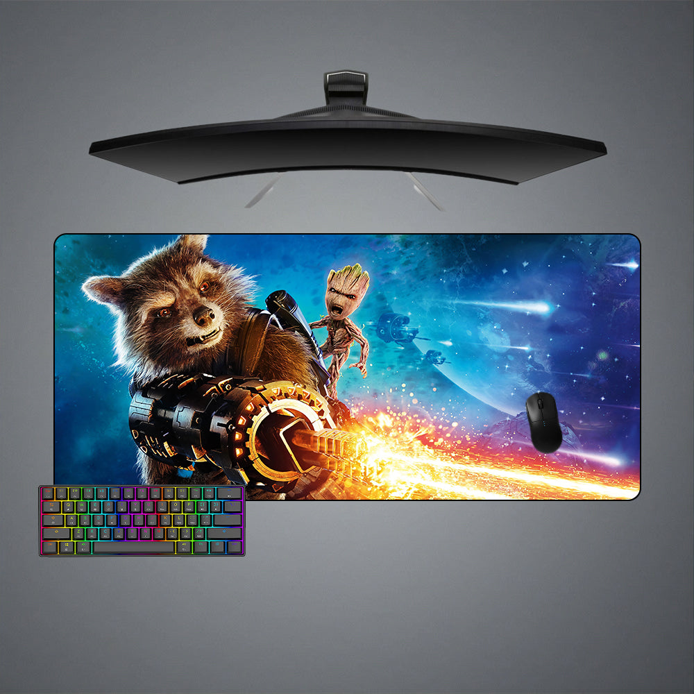 Allleftout Rocket And Groot Fire Design Gaming Mouse Pad, Computer Desk Mat
