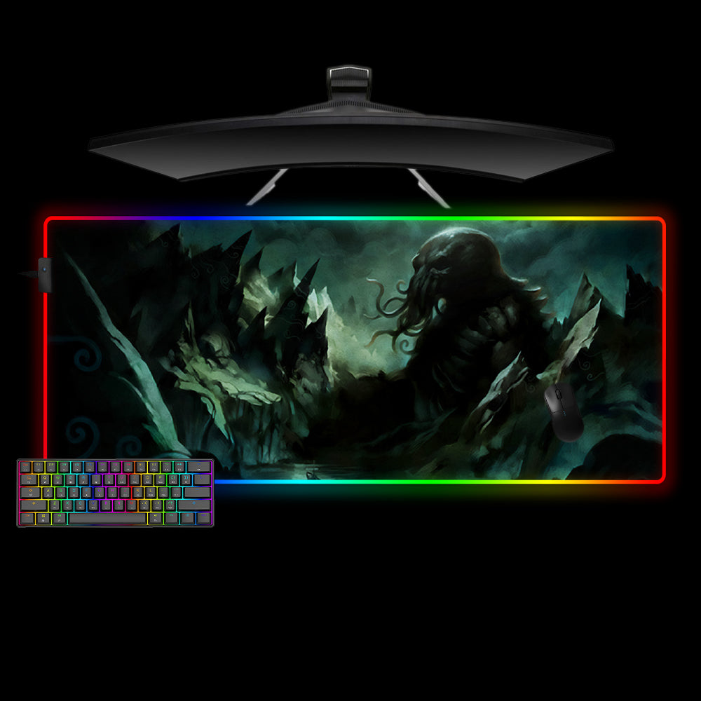 Allleftout Cthulhu Mountains Design Rgb Gaming Mouse Pad, Computer Desk Mat