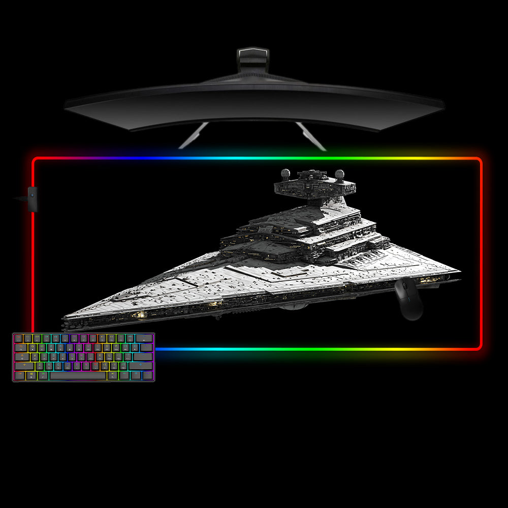 Allleftout Star Destroyer Design Rgb Gaming Mouse Pad, Computer Desk Mat