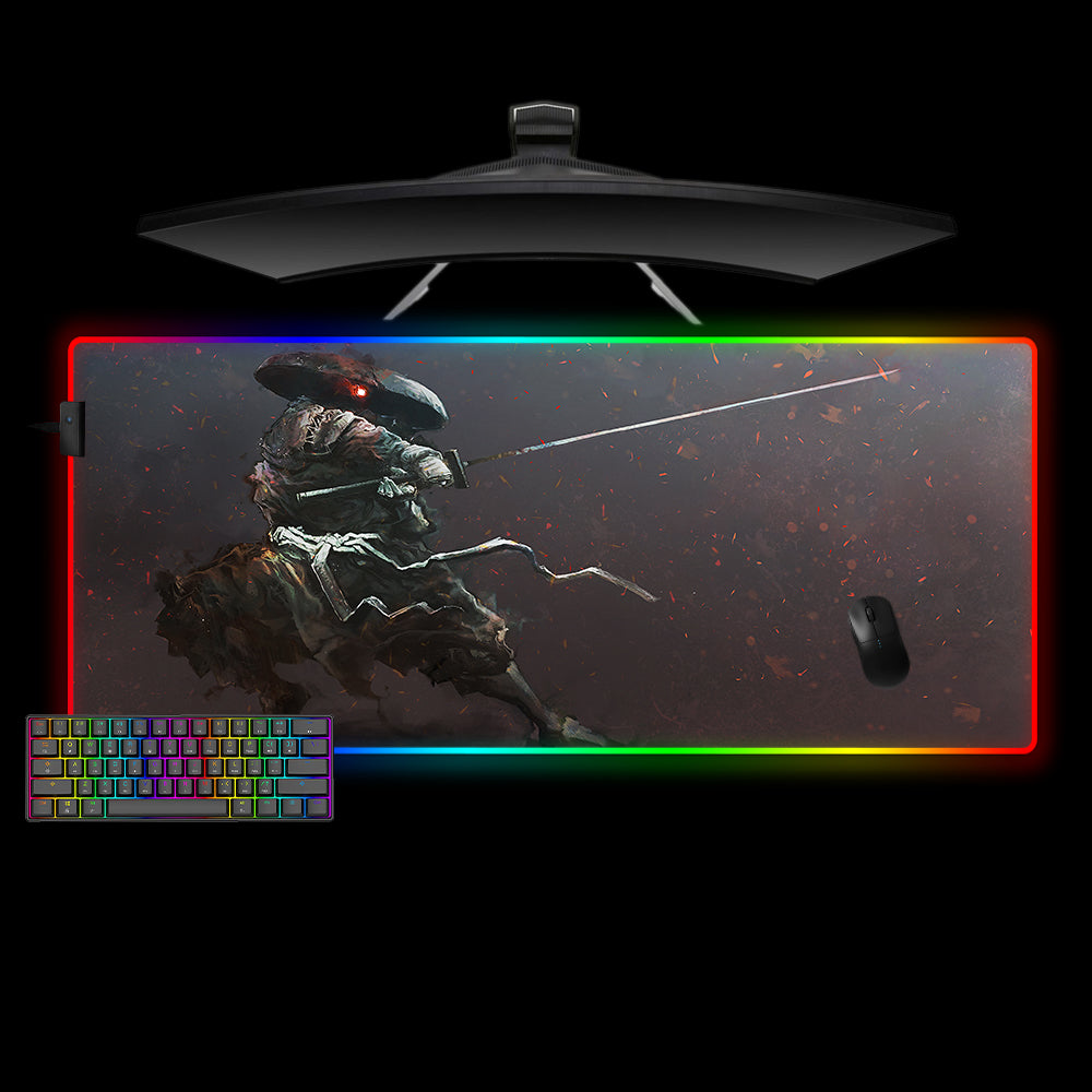 Allleftout Robotic Samurai Design Rgb Gaming Mouse Pad, Computer Desk Mat