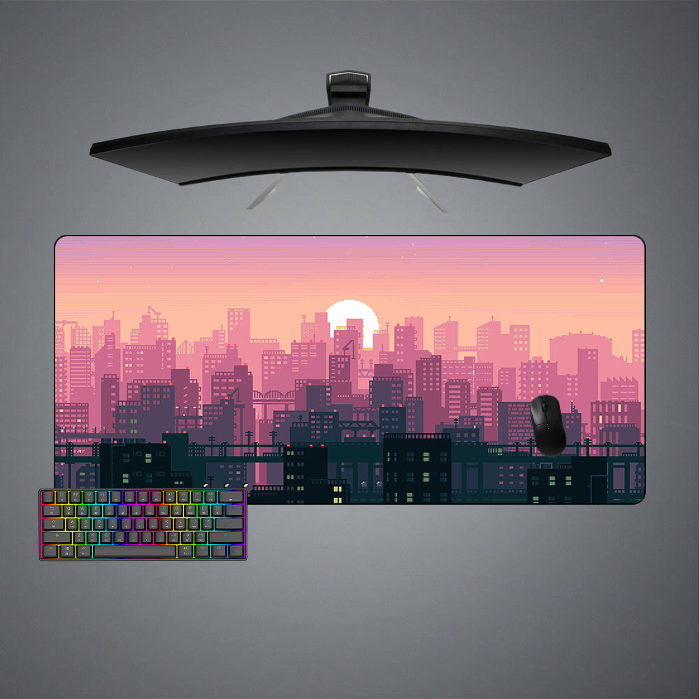 Allleftout Pixel Art Cityscape Design M-Xxl Size Gaming Mouse Pad, Computer Desk Mat