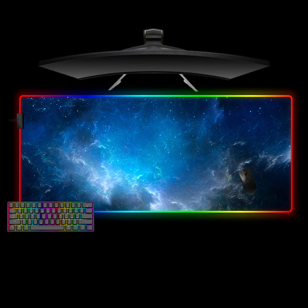 Allleftout Blue Nebula Design M-Xxl Size Rgb Gaming Mouse Pad, Computer Desk Mat