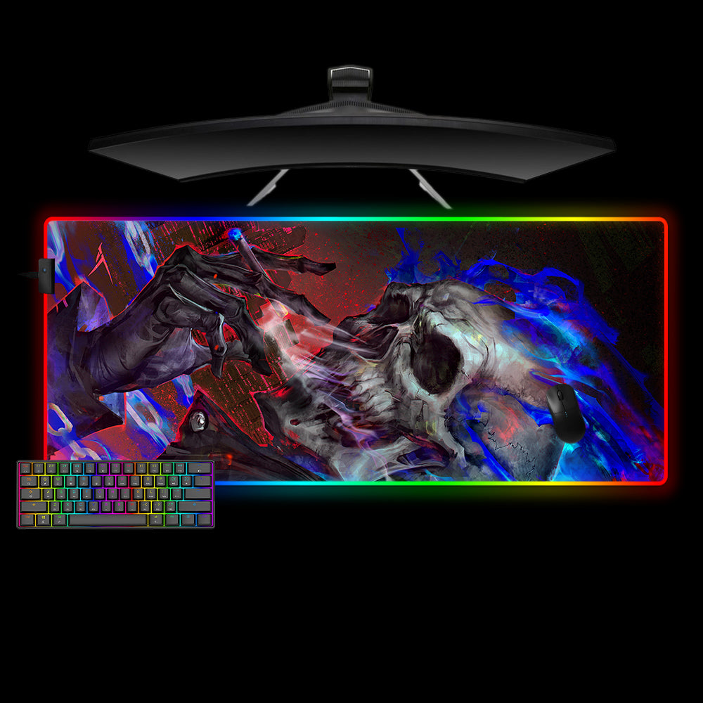 Allleftout Ghost Rider Smoke Design M-Xxl Size Rgb Gaming Mouse Pad, Computer Desk Mat